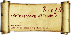 Königsberg Árpád névjegykártya